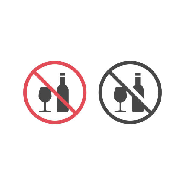 No alcohol red prohibition vector sign vector art illustration
