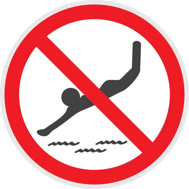 illustrazioni stock, clip art, cartoni animati e icone di tendenza di nessun segno di immersione - vietato tuffarsi