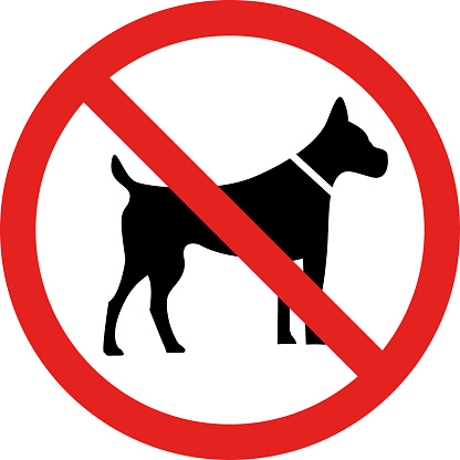 No dogs allowed sign.