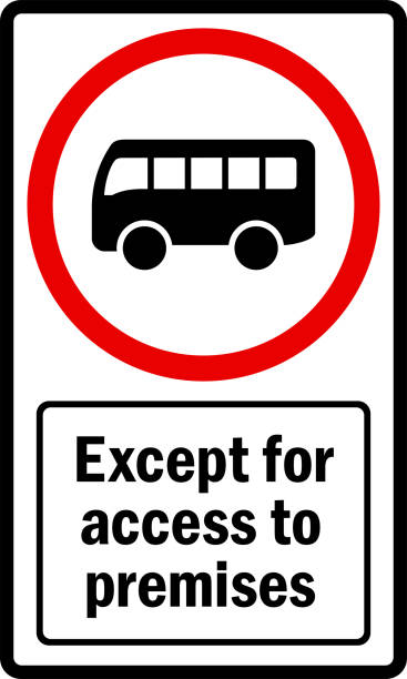 illustrazioni stock, clip art, cartoni animati e icone di tendenza di nessun ingresso tranne gli autobus per l'accesso ai locali segno. - vietato tuffarsi