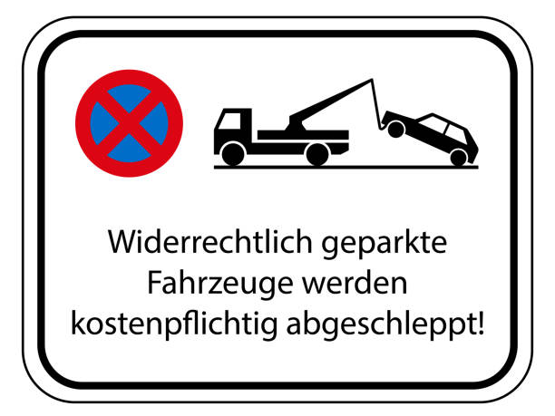 ilustrações de stock, clip art, desenhos animados e ícones de no parking car tow warning sign - auto crane, cut out