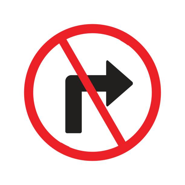 No right turn Safety sign 