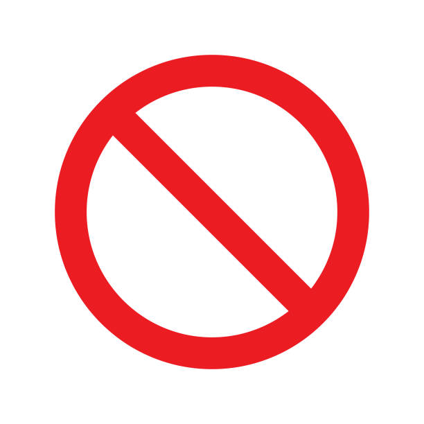 ilustraciones, imágenes clip art, dibujos animados e iconos de stock de no hay icono de señal. diseño vectorial de círculo cruzado rojo. - stop