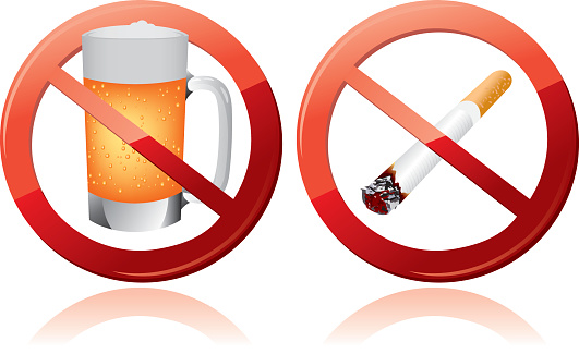 No Smoking And No Alcohol Sign Vector Stock Illustration