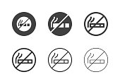 No Smoking Icons Multi Series Vector EPS File.
