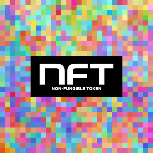 nft mantarsız belirteç logo başlığı başlık vektör illüstrasyon. dijital sanat kavramı. - nft stock illustrations