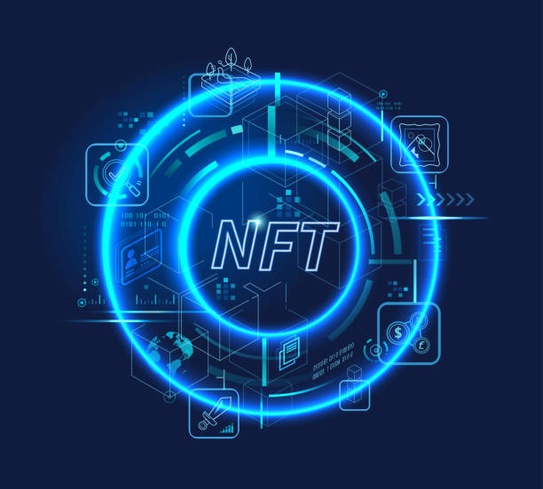 nft 非可互換權杖標誌，用於商業技術、加密貨幣、區塊鏈、獨特的數位專案、加密藝術和數位資產。未來向量登陸頁概念背景。 - chaturbatecom 幅插畫檔、美工圖案、卡通及圖標