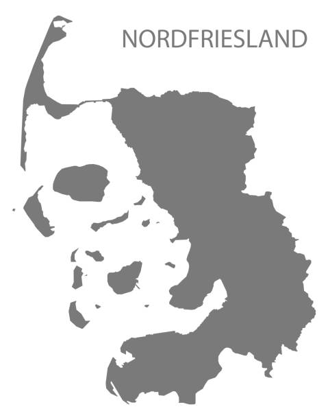 nordfriesland grau erlandkarte von schleswig-holstein deutschland - schleswig holstein stock-grafiken, -clipart, -cartoons und -symbole