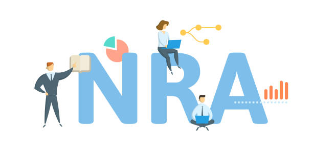 NRA, Normal Retirement Age. Concept with keyword, people and icons. Flat vector illustration. Isolated on white. NRA, Normal Retirement Age. Concept with keyword, people and icons. Flat vector illustration. Isolated on white background. nra stock illustrations