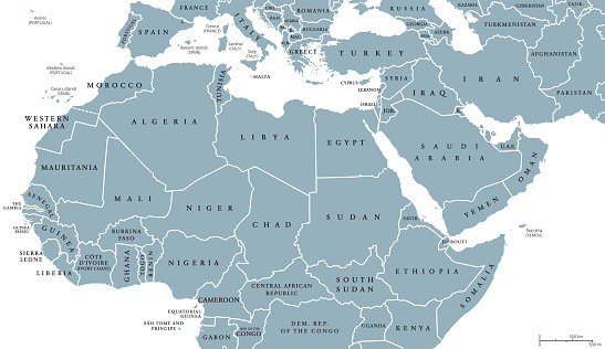 North Africa and Middle East political map