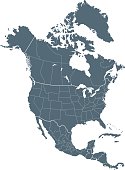 Empty Dark Gray Map of the North America - illustration