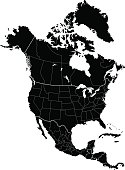 Black Map of the North America - illustration