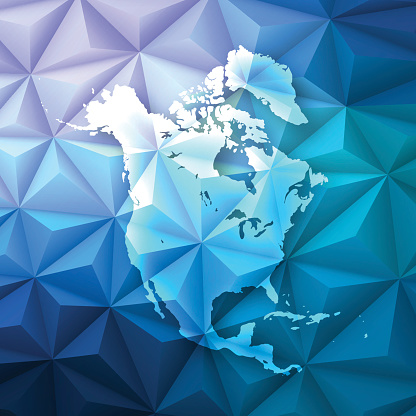North America on Abstract Polygonal Background - Low Poly, Geometric