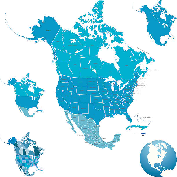 North America Highly detailed map of North America for your design and product. alaska stock illustrations