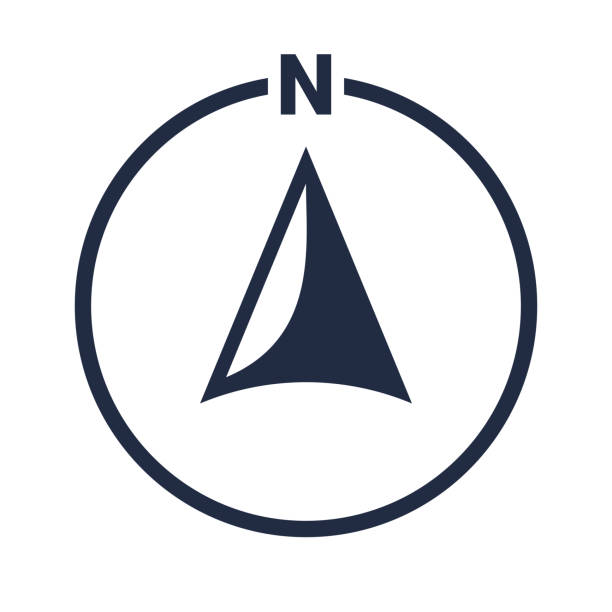 北部箭頭圖示或 n 方向和導航點符號。gps 導航地圖的圓形向量徽標 - 北方 幅插畫檔、美工圖案、卡通及圖標