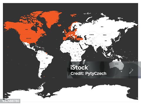 istock North Atlantic Treaty Organization, NATO, member countries highlighted by orange in world political map. 29 member states since June 2017 930488780
