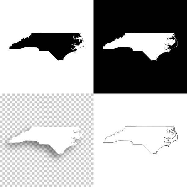 North Carolina maps for design - Blank, white and black backgrounds Map of North Carolina for your own design. With space for your text and your background. Four maps included in the bundle: - One black map on a white background. - One blank map on a black background. - One white map with shadow on a blank background (for easy change background or texture). - One blank map with only a thin black outline (in a line art style). The layers are named to facilitate your customization. Vector Illustration (EPS10, well layered and grouped). Easy to edit, manipulate, resize or colorize. Please do not hesitate to contact me if you have any questions, or need to customise the illustration. http://www.istockphoto.com/portfolio/bgblue north carolina us state stock illustrations