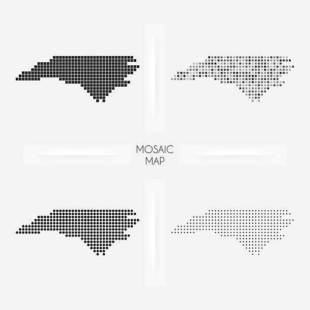 North Carolina maps - Mosaic squarred and dotted Maps of North Carolina isolated on white background. Easily customizable for your design. north carolina us state stock illustrations