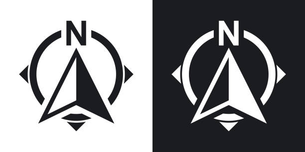 north direction compass icon, stock vector. two-tone version - 北方 幅插畫檔、美工圖案、卡通及圖標