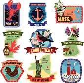 North East US states travel stickers
