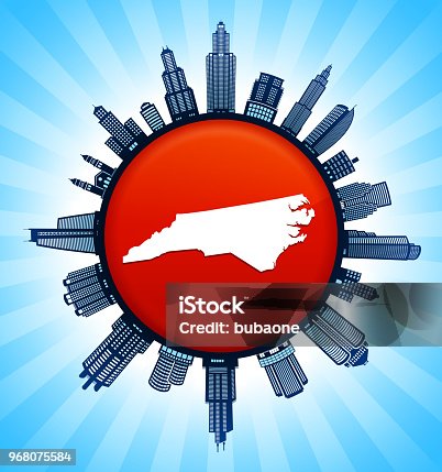 istock North_Carolina State Map on Republican Red City Skyline Background 968075584