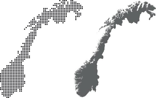 노르웨이 맵 - norway stock illustrations