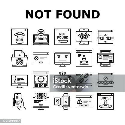 istock Not Found Web Page Collection Icons Set Vector 1292844412