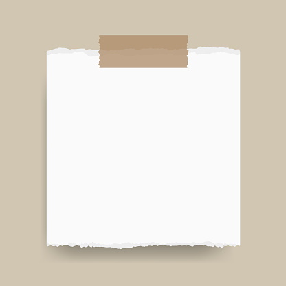 Note memo paper with adhesive tape. Copy space. Vector illustration