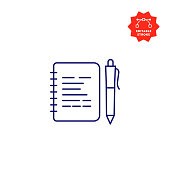 istock Notepad Line Icon with Editable Stroke and Pixel Perfect. 1195259162
