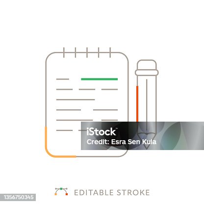 istock Notepad Multicolor Line Icon with Editable Stroke 1356750345