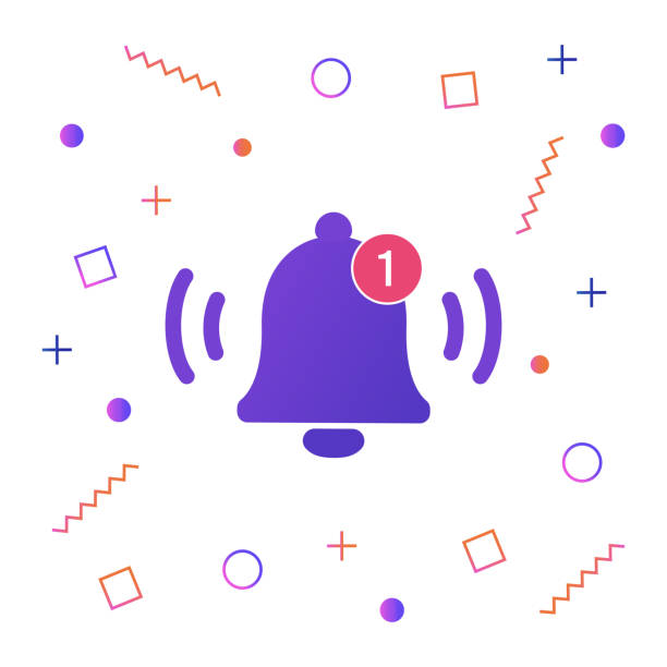 Notification bell icon for incoming inbox message. Vector ringing bell and notification number sign for alarm clock and smartphone application alert Notification bell icon for incoming inbox message. Vector ringing bell and notification number sign for alarm clock and smartphone application alert alertness stock illustrations