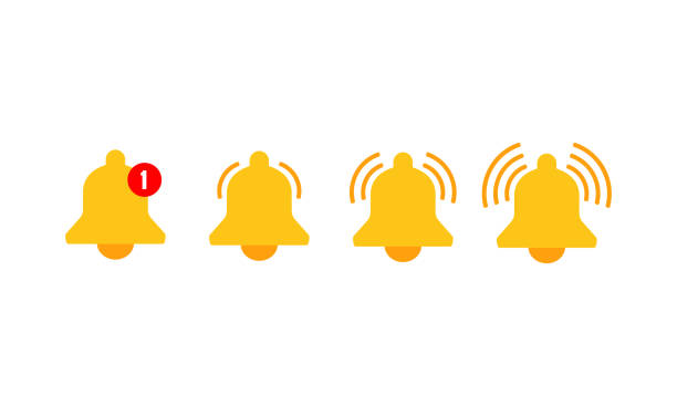 Notification bell icons set for incoming inbox message. Vector ringing bell. New message on isolated background. Eps 10 vector Notification bell icons set for incoming inbox message. Vector ringing bell. New message on isolated background. Eps 10 vector alertness stock illustrations