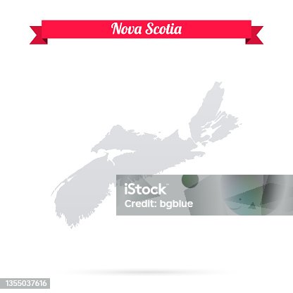 istock Nova Scotia map on white background with red banner 1355037616