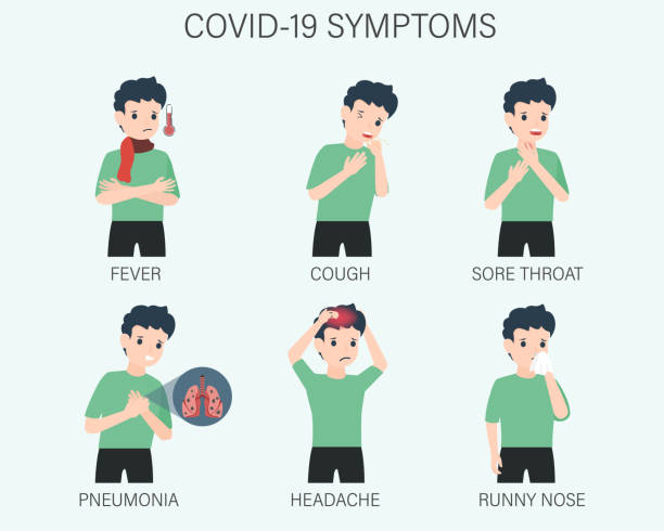 Novel Coronavirus : NCoV infographics elements, human are showing coronavirus symptoms. vector art illustration