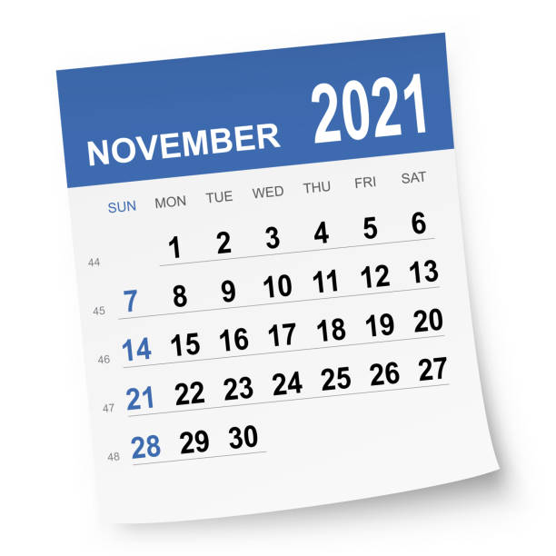 November 2021 Calendar November 2021 calendar isolated on a white background. Need another version, another month, another year... Check my portfolio. Vector Illustration (EPS10, well layered and grouped). Easy to edit, manipulate, resize or colorize. november stock illustrations