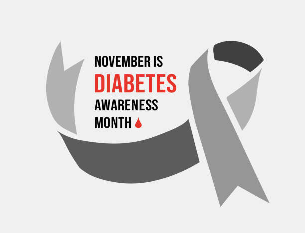 November Diabetes Awareness Month. Vector illustration November Diabetes Awareness Month. Vector illustration with ribbon and drop of blood diabetes awareness month stock illustrations