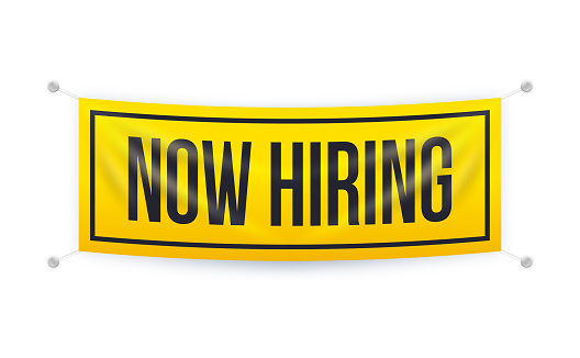 Now Hiring Yellow Banner Sign