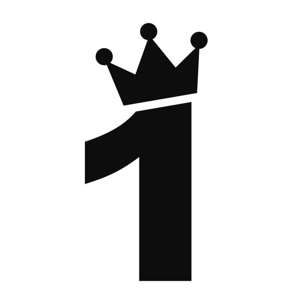 Number 1 with a crown clip art vector art illustration