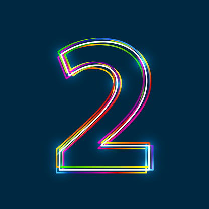 Number 2 Vector Multicolored Outline Font With Glowing Effect Isolated ...
