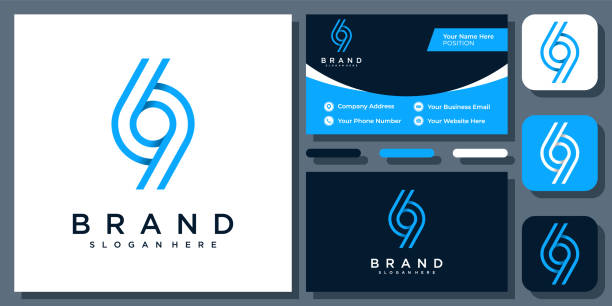 number 6 9 icon creative circle loop modern logo design inspiration with layout template business card - cannes 幅插畫檔、美工圖案、卡通及圖標
