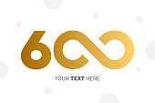 istock Number 600 lettering with an infinity symbol. 600 Years Anniversary Vector Illustration. Creative design. Business success. Vector illustration 1352429173