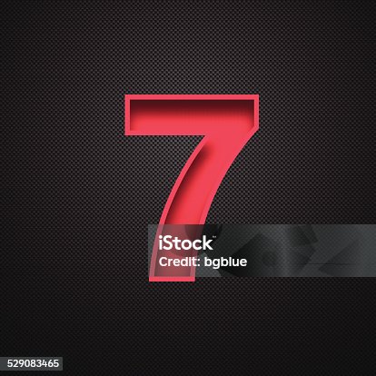 istock Number 7 Design (Seven). Red Number on Carbon Fiber Background 529083465