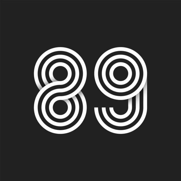 nummer 89 mit schwarz-weißem hintergrund - 1980 1989 stock-grafiken, -clipart, -cartoons und -symbole