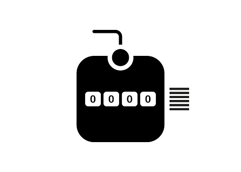Number clicker. Hand counter. Simple illustration in black and white.