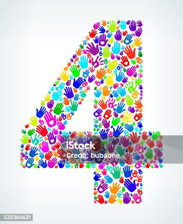 istock Number Four on Hands Pattern White Background 520364631
