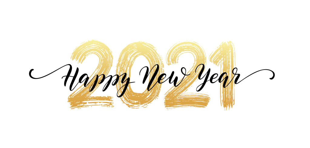 2021 Happy New Year script text hand lettering. Design template Celebration typography poster, banner or greeting card for Merry Christmas and happy new year. Vector Illustration
