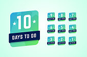 Number of days left labels. Vector illustration in gradient style.