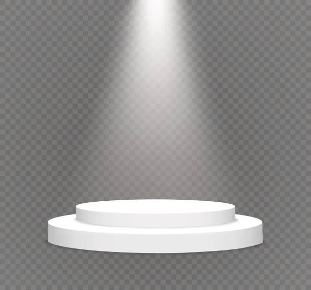 number one.podium on a transparent background.lit white scene.the podium of winners number one.podium on a transparent background.lit white scene.the podium of winners.vector illustration.spotlight. base sports equipment stock illustrations