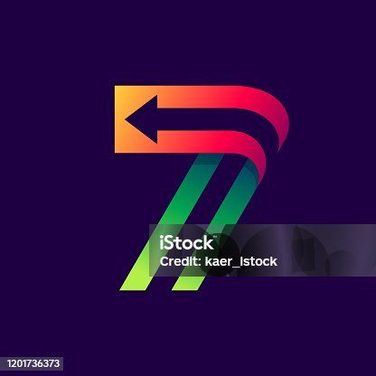 istock Number seven logo with arrow inside. 1201736373