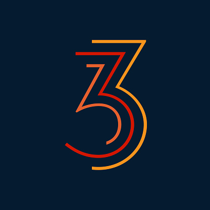 Number three / third vector numbers alphabet, modern dynamic flat design with brilliant colorful for your unique elements design ; logo, corporate identity, application, creative poster & more